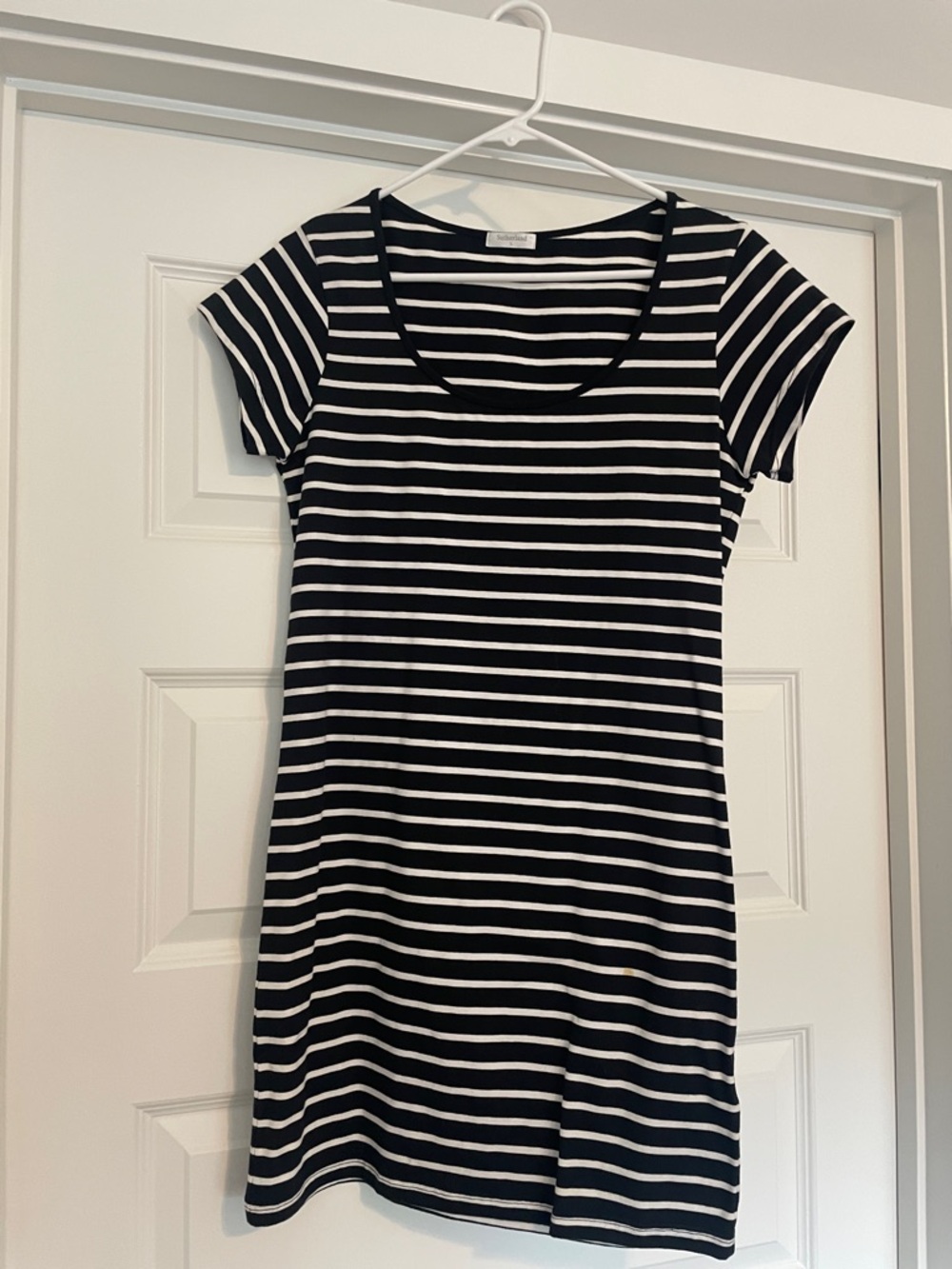 Black and White Striped Short Sleeve Dress